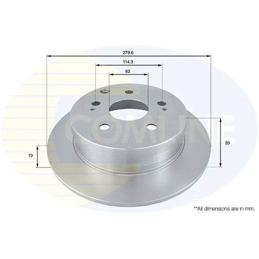 Comline 2 x Solid Brake Discs fits Toyota Avensis 2005-2008 2.2