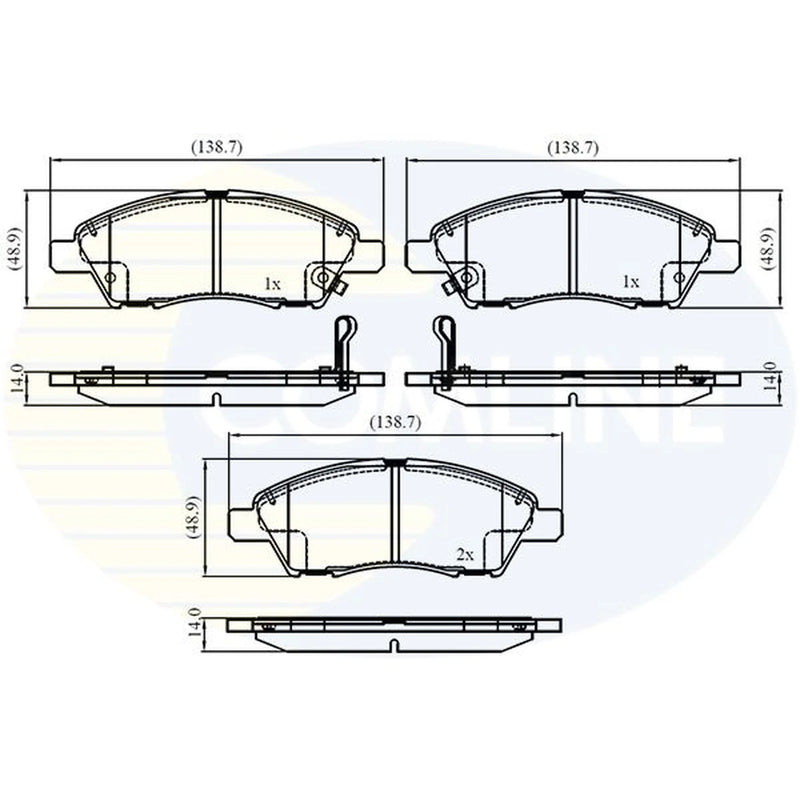 Comline 4 x Front Brake Pad Set fits Nissan Tiida 2004-2012 1.5 1.6 1.8