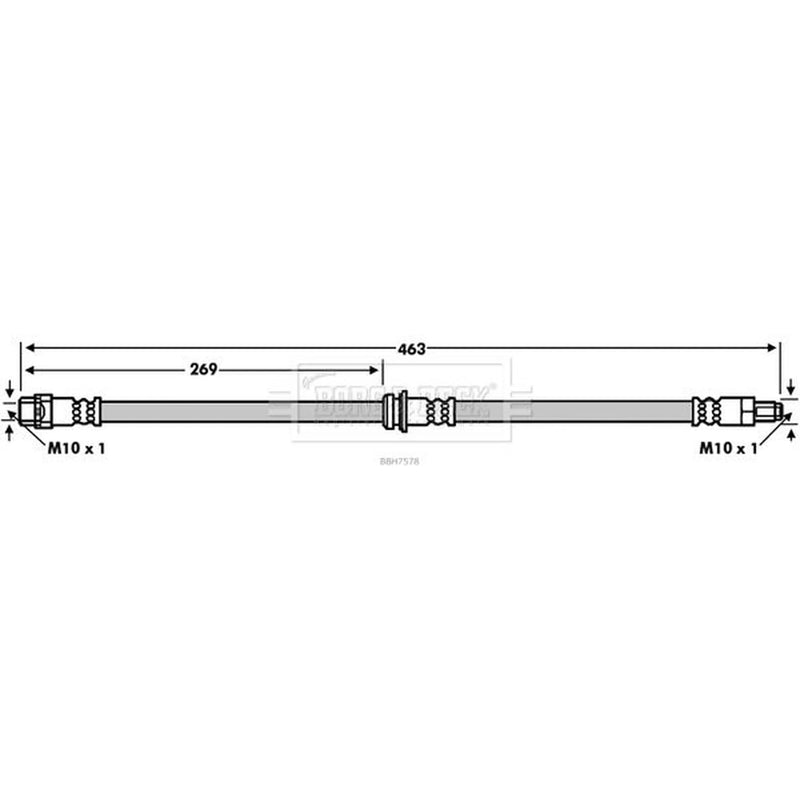 Borg & Beck Brake Hydraulic Hose Line outer BBH7578