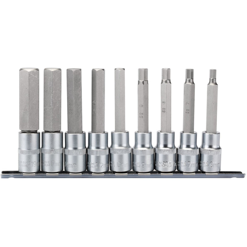 Draper Long Metric Hex. Socket Bit Set, 1/2" Sq. Dr., 100mm (9 Piece) 16308 Draper - Dynamic Drive