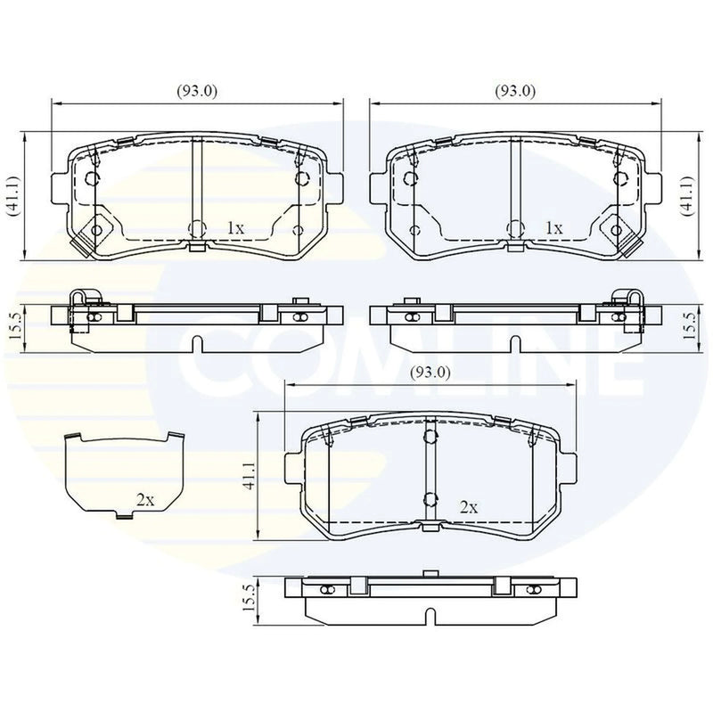 Comline 4 x Rear Brake Pad Set fits Hyundai IX35 2013-2015 2.0
