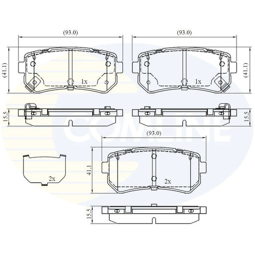 Comline 4 x Rear Brake Pad Set fits Hyundai IX35 2013-2015 2.0