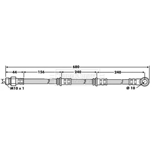 Borg & Beck Brake Hydraulic Hose Line Front Right BBH7503