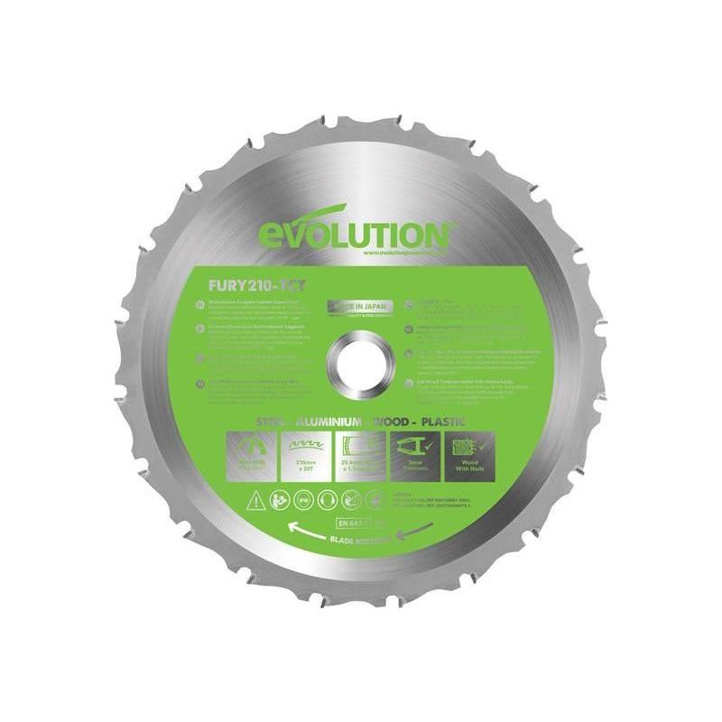 Evolution FURY® Multi-Purpose TCT Circular Saw Blade 210 x 25.4mm x 20T Evolution - NN4 Online