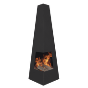 Dellonda Chiminea Wood Burner Heater for Outdoors W45cm x H150cm - Black Steel Dellonda  - Dynamic Drive