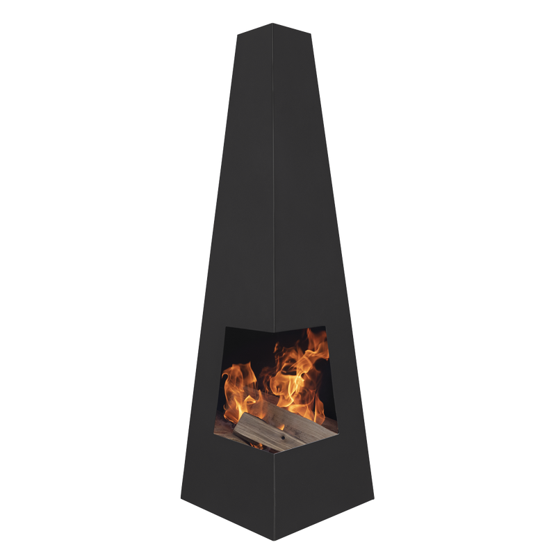 Dellonda Chiminea Wood Burner Heater for Outdoors W45cm x H150cm - Black Steel Dellonda  - Dynamic Drive