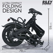 Riley RB1 Foldable E-bike - Black 45-50km Range 250w Motor UK Camping And Leisure - Dynamic Drive