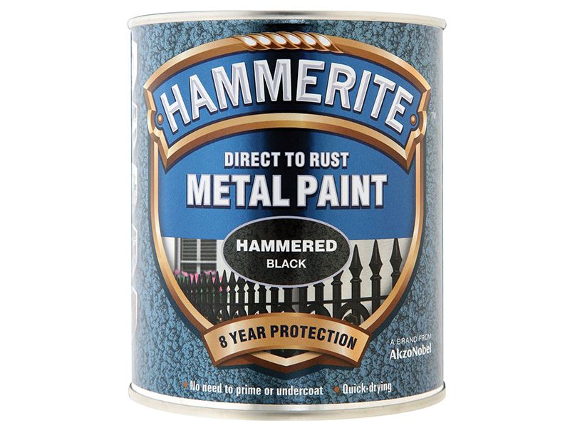 Hammerite Direct to Rust Hammered Finish Metal Paint Black 750ml Hammerite - Dynamic Drive
