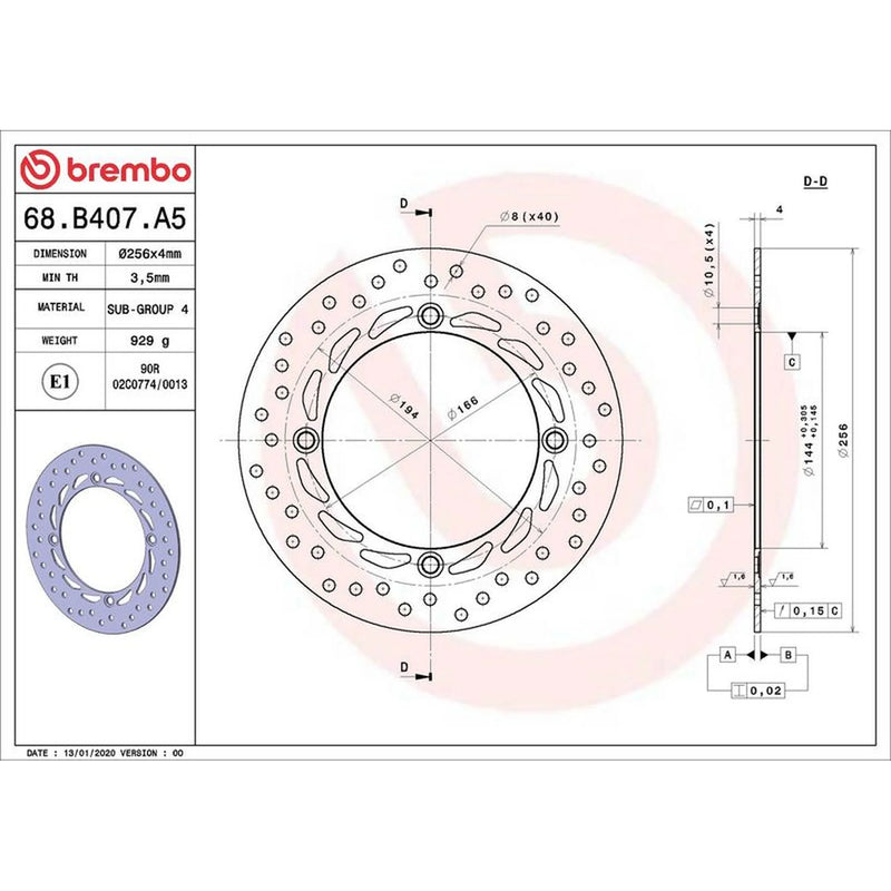Brembo Rear Brake Rigid Brake Disc Discs & Pads fits Honda Xl 1999-2012