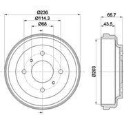 Mintex Brake Drum Assembly Rear fits Nissan Almera 2000-2006 1.5 1.8 2.2