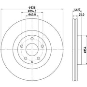 Mintex 2 x Vented Front Brake Discs MDC3044C-x2