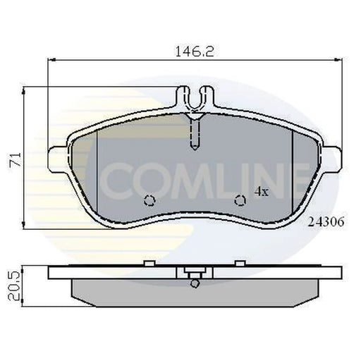 Comline 4 x Front Brake Pad Set fits Mercedes-Benz C-Class 2007-2018