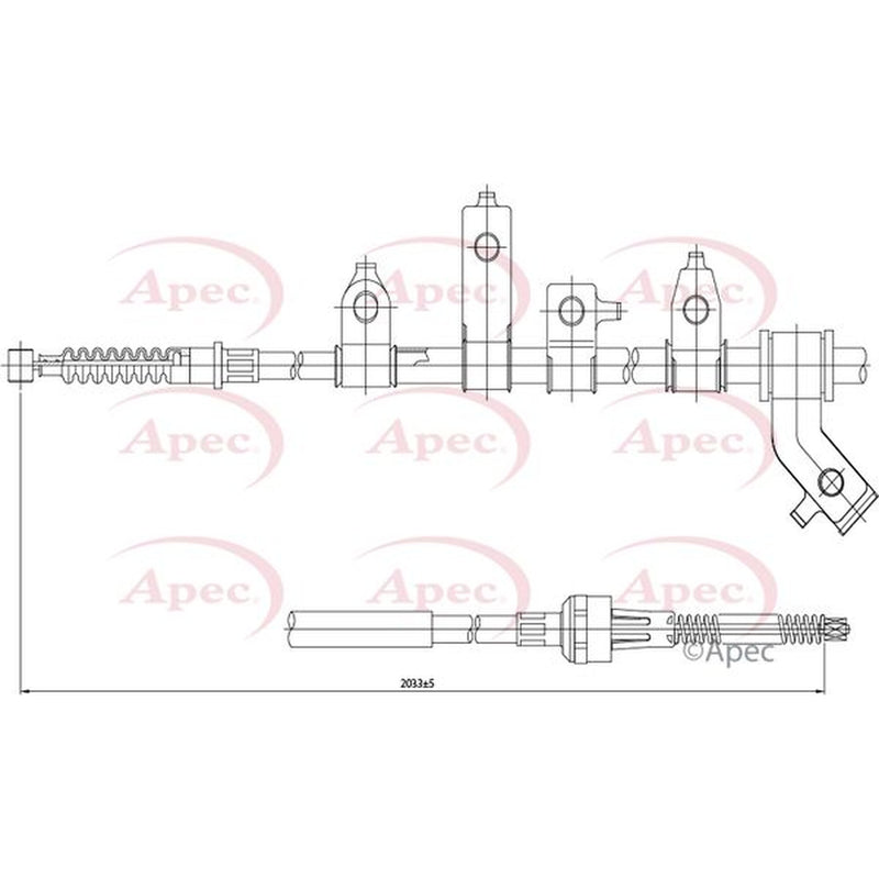 Apec Handbrake Cable Left Rear fits Mitsubishi L200 / Triton 2005-2015 2.5
