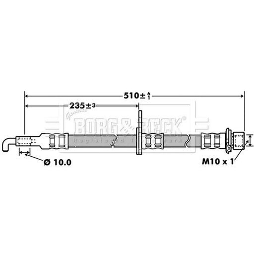 Borg & Beck Brake Hydraulic Hose Line Front Left BBH7418