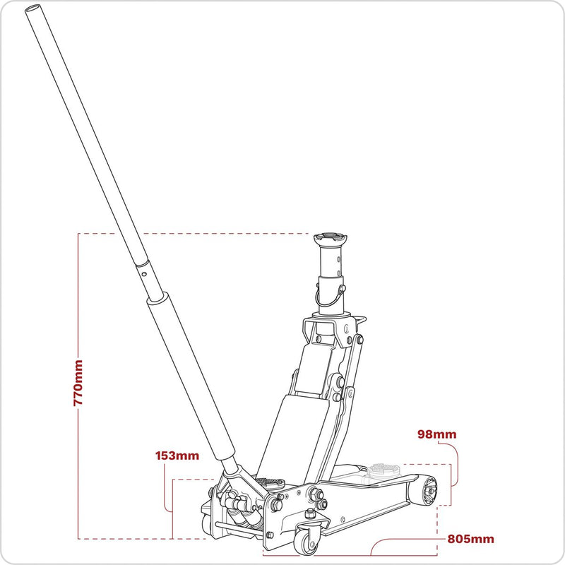 Sealey Low Profile High Lift Trolley Jack with Rocket Lift 2/3 Tonne 3200LEHL Sealey - Dynamic Drive