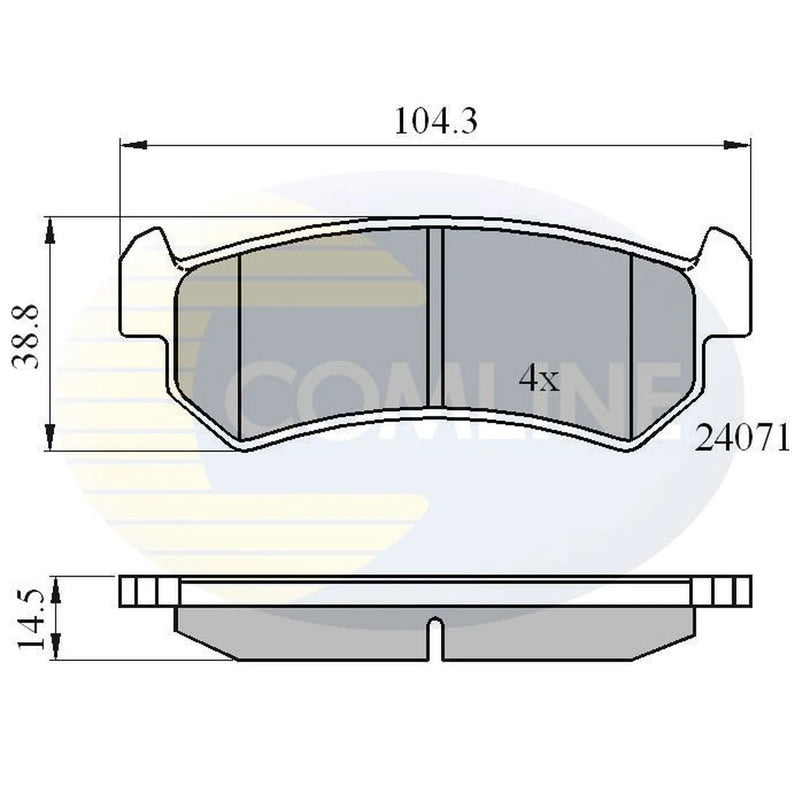 Comline 4 x Rear Brake Pad Set fits Chevrolet Lacetti 2005-2013 1.4 1.6 1.8