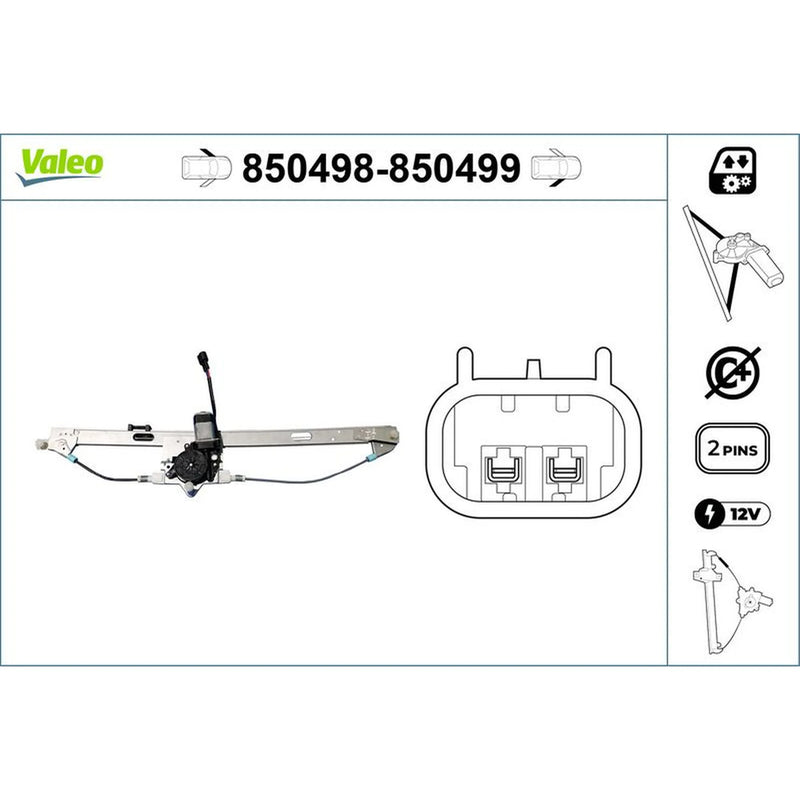 Valeo Electric Window Regulator Lifter Right Front 850499