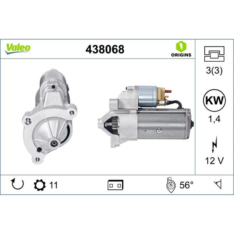Valeo Starter Motor 12V 1.4kW 11 Teeth 438068