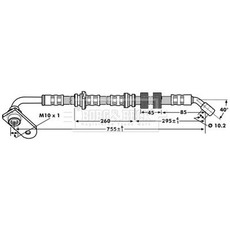 Borg & Beck Brake Hydraulic Hose Line Front Right BBH7210