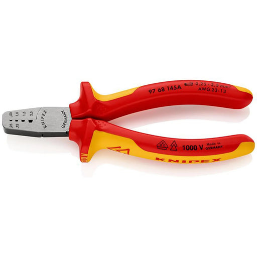 KNIPEX 97 68 145 A VDE Crimping Pliers for Wire Ferrules, 145mm - 97 68 145 A - image 1