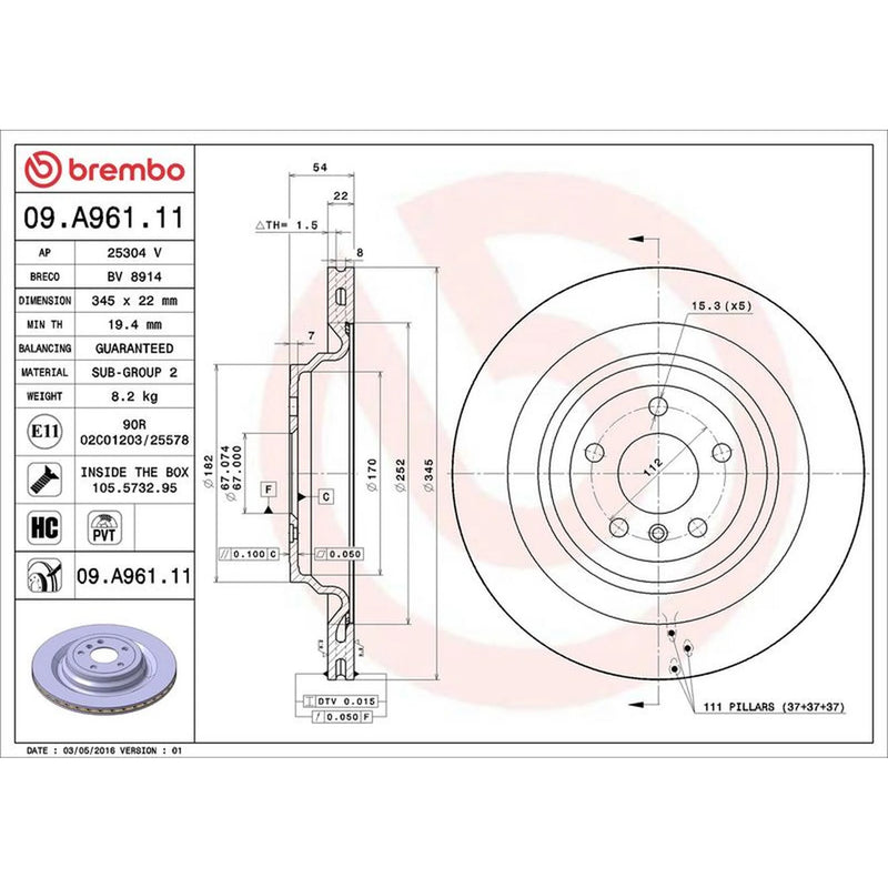 Brembo Front & Rear Brake Discs & Pads fits Mercedes-Benz M-Class 2011-2015