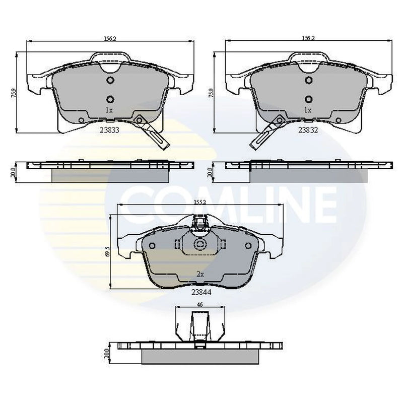 Comline 4 x Front Brake Pad Set fits Chevrolet Zafira 2001-2012 2.0