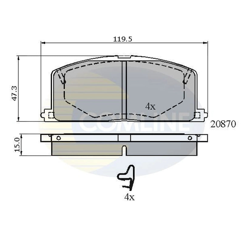 Comline 4 x Front Brake Pad Set fits Toyota Camry 1982-1986 1.8 2.0