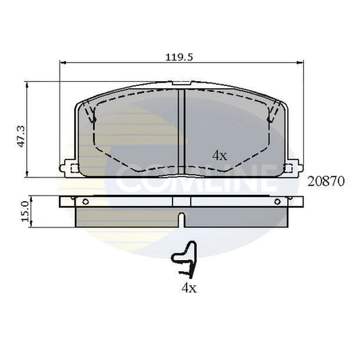 Comline 4 x Front Brake Pad Set fits Toyota Camry 1982-1986 1.8 2.0