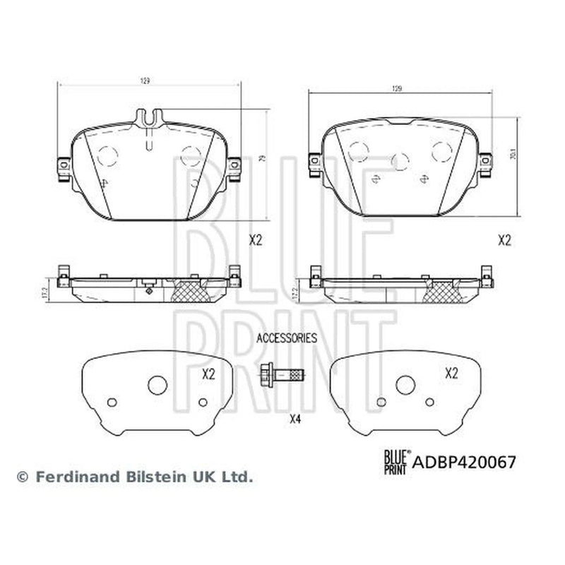 Blue Print Rear Brake Pad Set ADBP420067