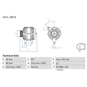 Bosch Car Alternator 12V 0 986 084 230