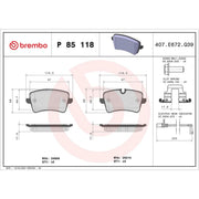 Brembo 4 x Rear Brake Pad Set fits Audi A5 2010-2017
