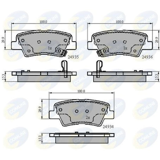 Comline 4 x Rear Brake Pad Set fits Hyundai Accent IV 2010-2018 1.4 1.6