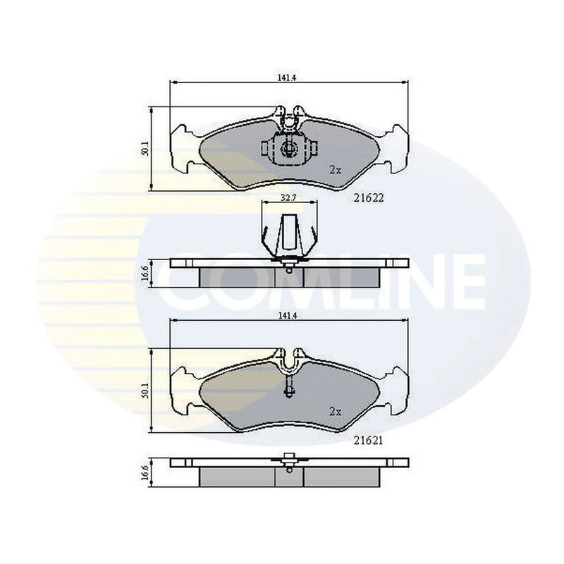 Comline 4 x Rear Brake Pad Set fits Mercedes-Benz Sprinter 2-T 1995-2006