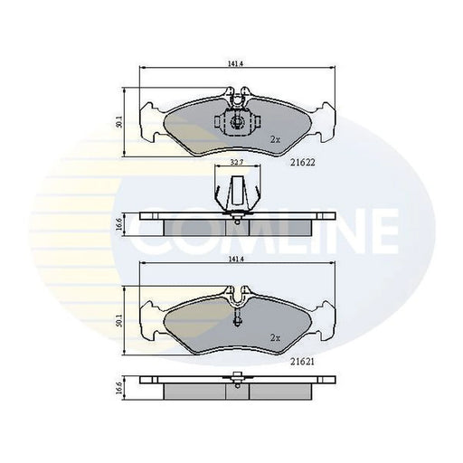 Comline 4 x Rear Brake Pad Set fits Mercedes-Benz Sprinter 2-T 1995-2006