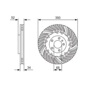 Bosch 2 x Vented Brake Discs fits Porsche Macan 2014-2019 2.0 2.9 3.0