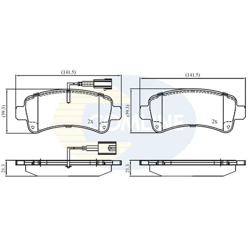 Comline 4 x Rear Brake Pad Set fits Citroën Relay III 2006-2023 2.0 2.2 3.0