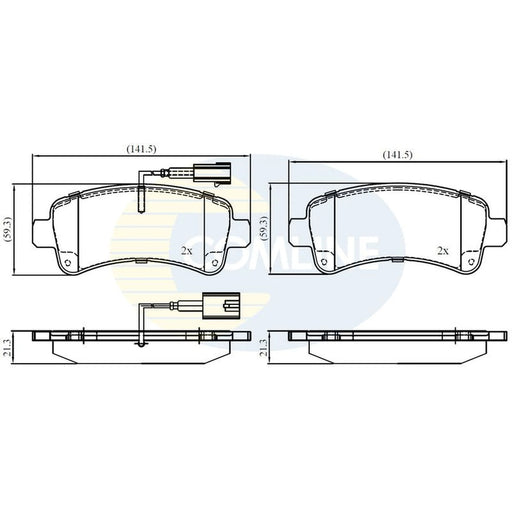 Comline 4 x Rear Brake Pad Set fits Citroën Relay III 2006-2023 2.0 2.2 3.0