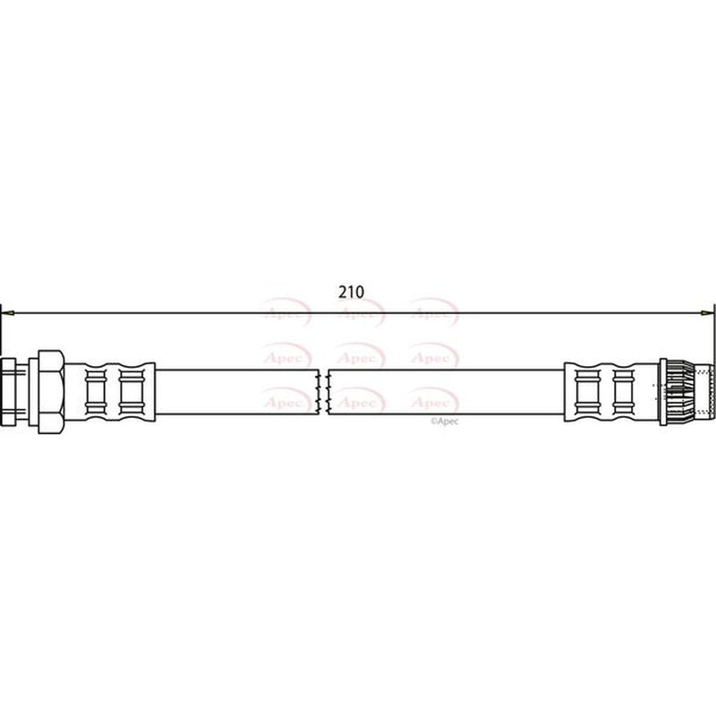 Apec Brake Hydraulic Hose Line Rear fits Citroën C2 2003-2012 1.1 1.4 1.6