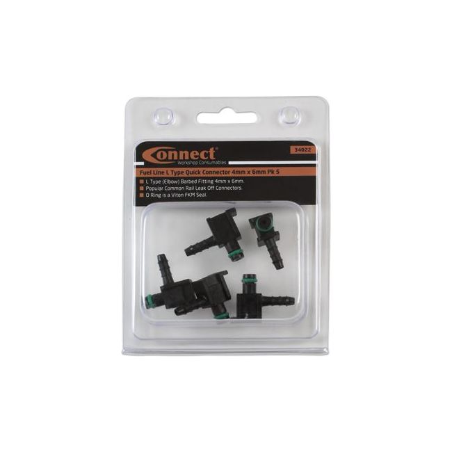 Connect Fuel Line Leak off L-Type Quick Connector 4mm x 6mm 5pc 34022 Tool Connection - Dynamic Drive