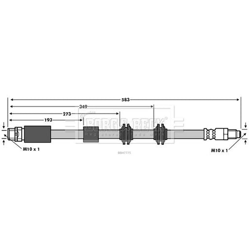 Borg & Beck Brake Hydraulic Hose Line Front Right BBH7775