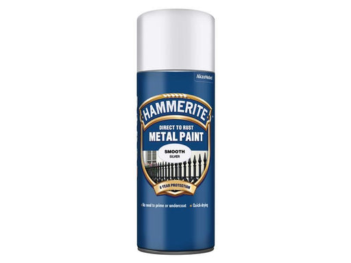 Hammerite Direct to Rust Smooth Finish Aerosol Silver 400ml Hammerite - NN4 Online