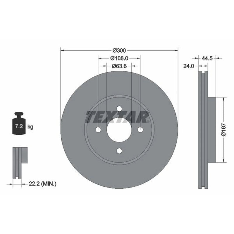 Textar 2 x Internally Vented Brake Discs 92139903