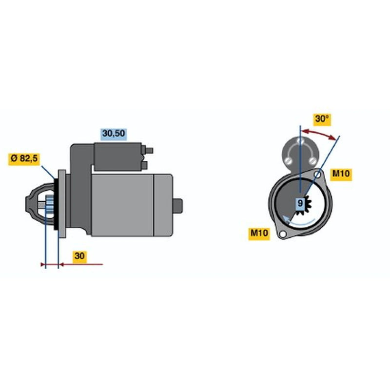 Bosch Starter Motor 12V 1.4kW 9 Teeth