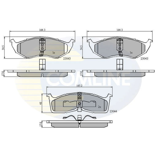 Comline 4 x Front Brake Pad Set fits Chrysler 300M 1998-2004 2.7 3.5