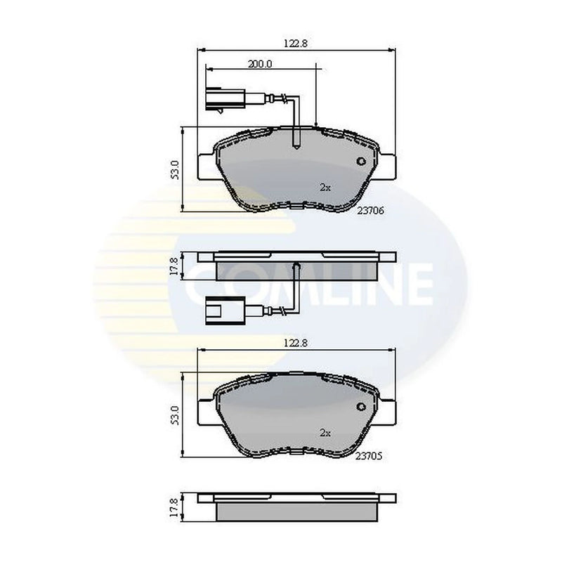 Comline 4 x Front Brake Pad Set fits Abarth Punto 2012 on 1.4