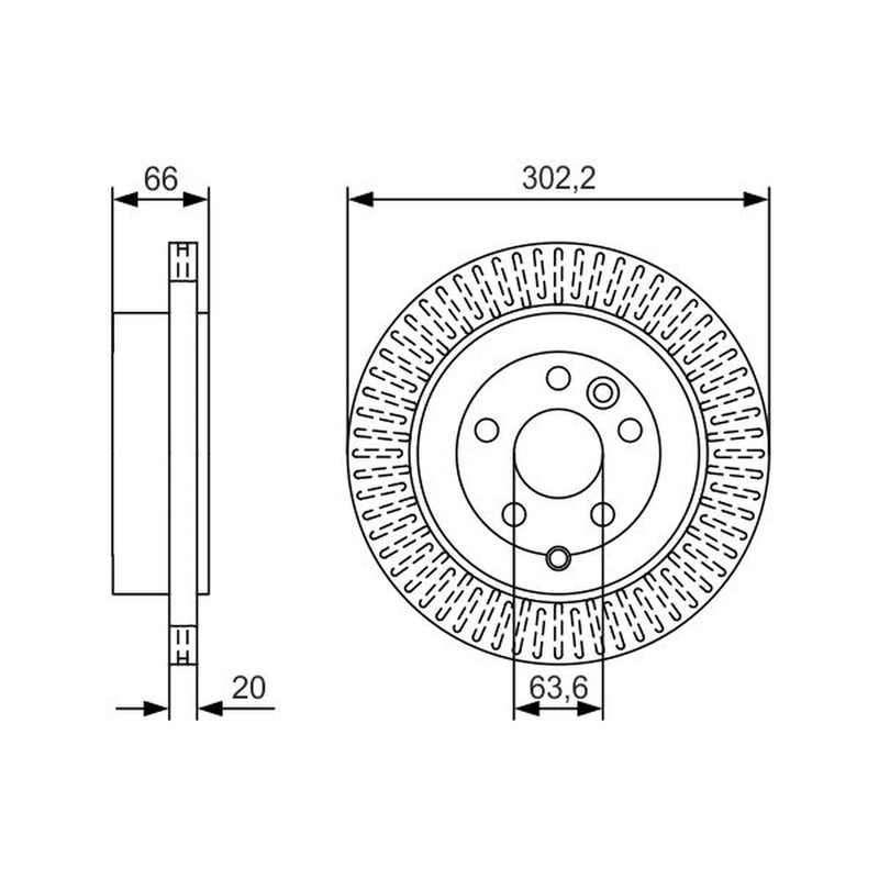 Bosch 2 x Vented Brake Discs fits Land Rover Freelander 2 2006-2014 2.0 3.2