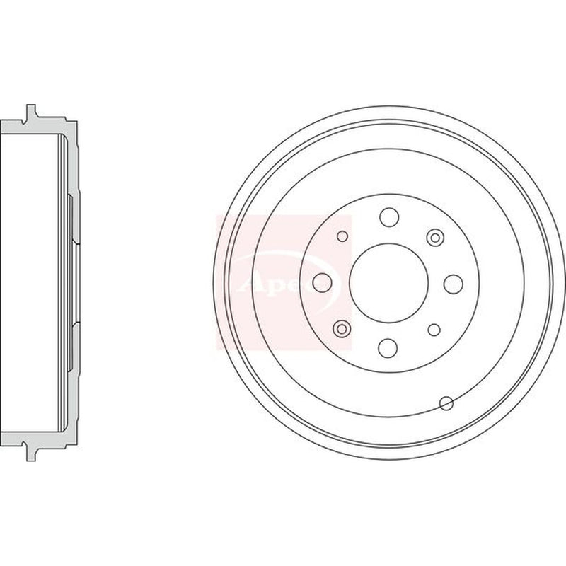 Apec Brake Drum Assembly Rear fits Fiat Grande Punto 2005-2015 1.3 1.4