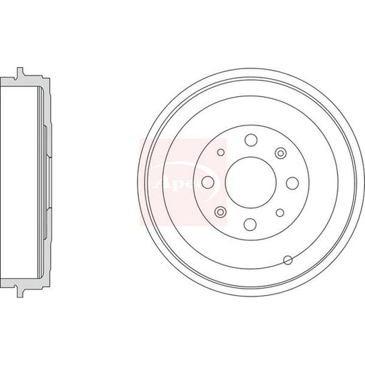 Apec Brake Drum Assembly Rear fits Fiat Grande Punto 2005-2015 1.3 1.4