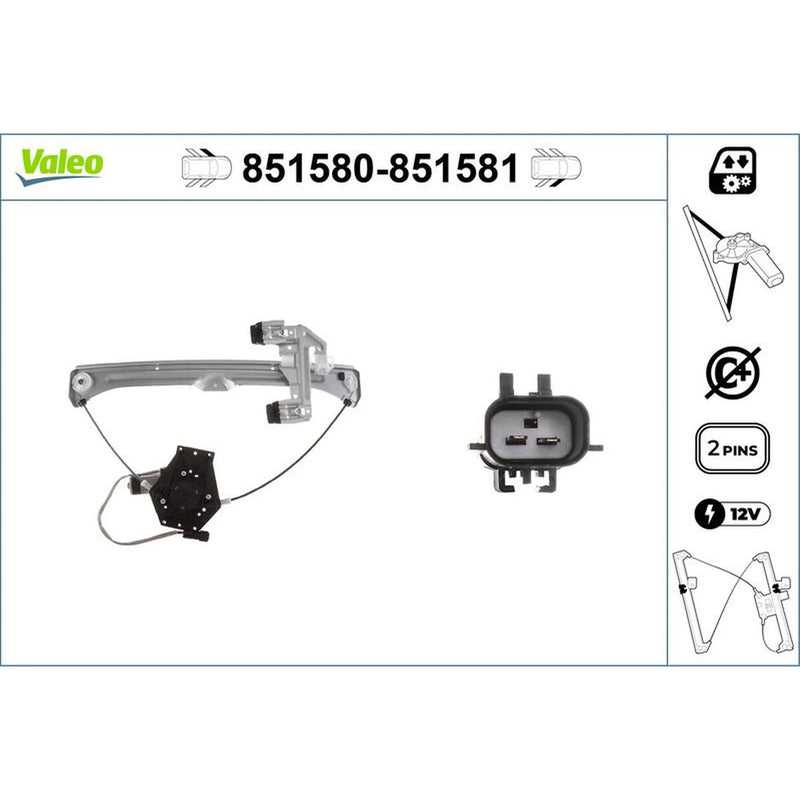Valeo Electric Window Regulator Lifter Right Front 851581