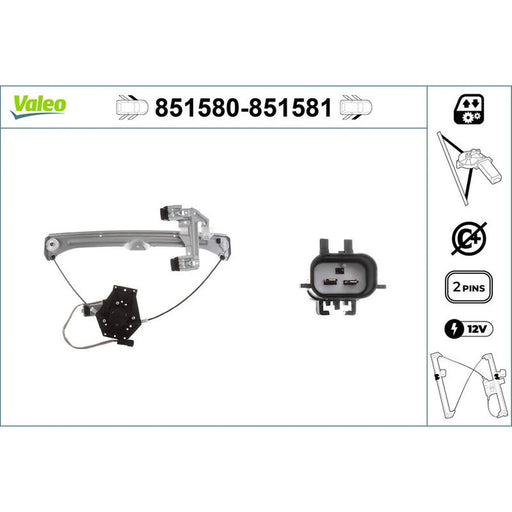 Valeo Electric Window Regulator Lifter Right Front 851581